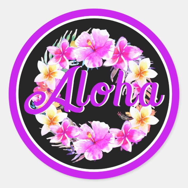 Sticker Rond Diplôme Luau Tropical Aloha (Devant)