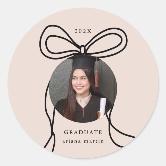 Sticker Rond Diplôme photo Bow Blush moderne (Devant)