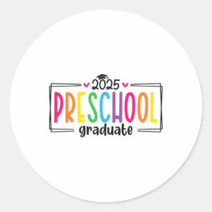Sticker Rond Diplôme préscolaire 2025 Diplômé Dernier jour O
