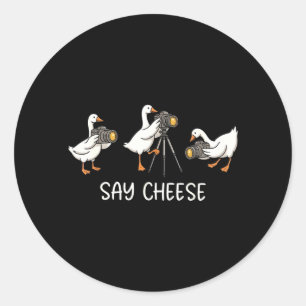 Sticker Rond Dire Cheese Oie Ridicule Photographe En Train De P