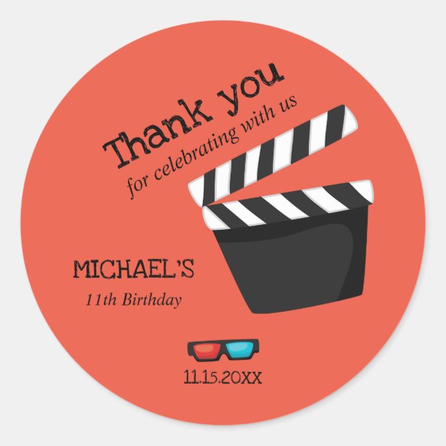 Sticker Rond Directeur Comité d'action Soirée cinéma Anniversai (Devant)