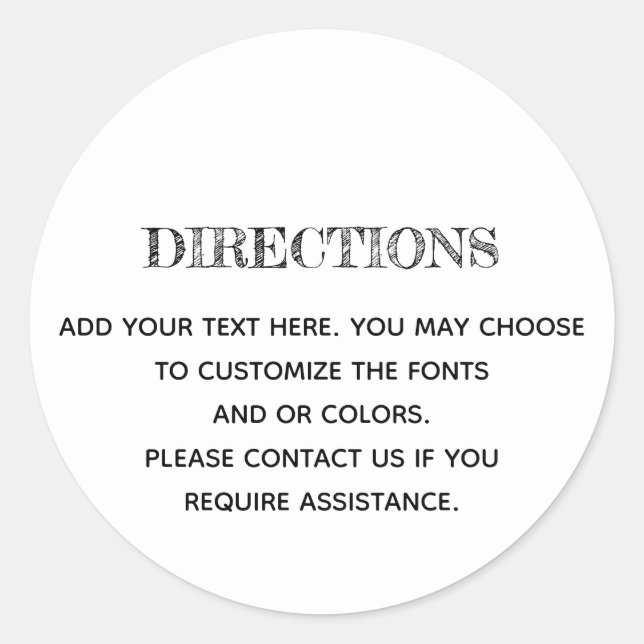 Sticker Rond Directions personnalisées simples (Devant)