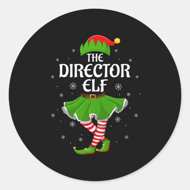 Sticker Rond Director Elf Christmas Family Girls Women Elf Squa (Devant)