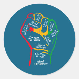Sticker Rond Dirigeants noirs inspirants poing levé main noire