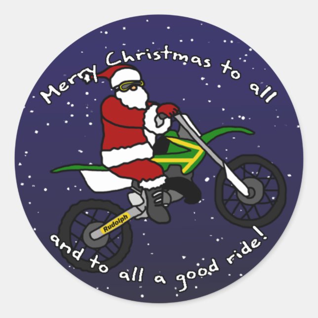 Sticker Rond Dirt Bike Père Noël (Devant)