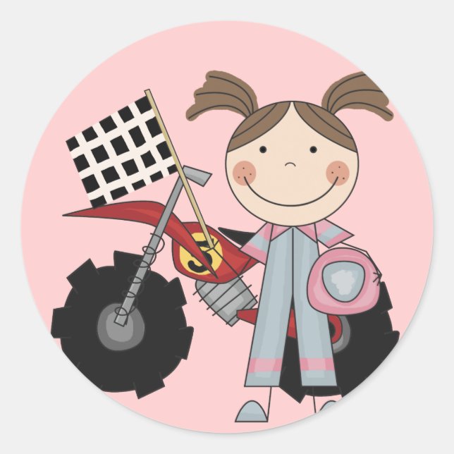 Sticker Rond Dirt Bike - T-shirts et cadeaux pour filles (Devant)