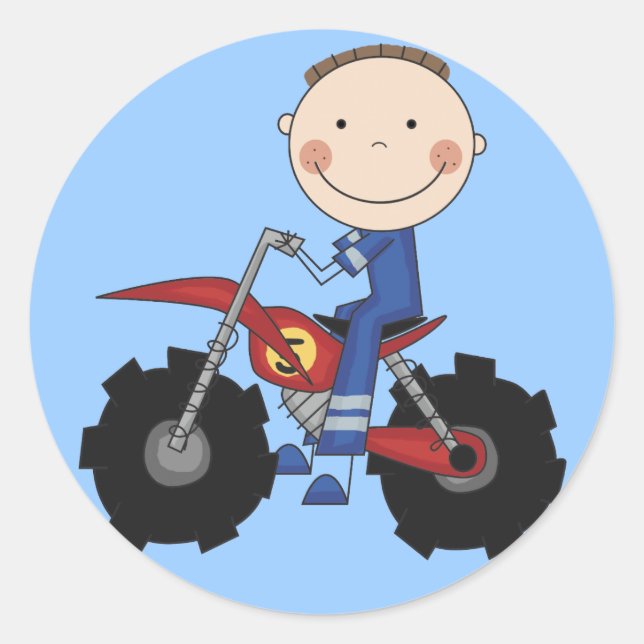 Sticker Rond Dirt Bike - Tshirts et cadeaux pour garçons (Devant)