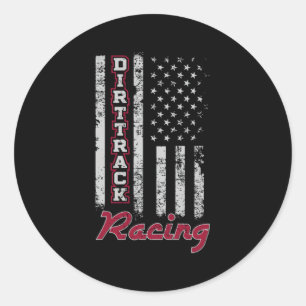 Sticker Rond Dirt Track Racing drapeau américain