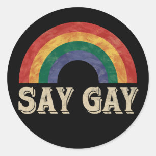 Sticker Rond Dis Gay Vintage Arc-en-ciel Gay Pride Mois Lgbt 