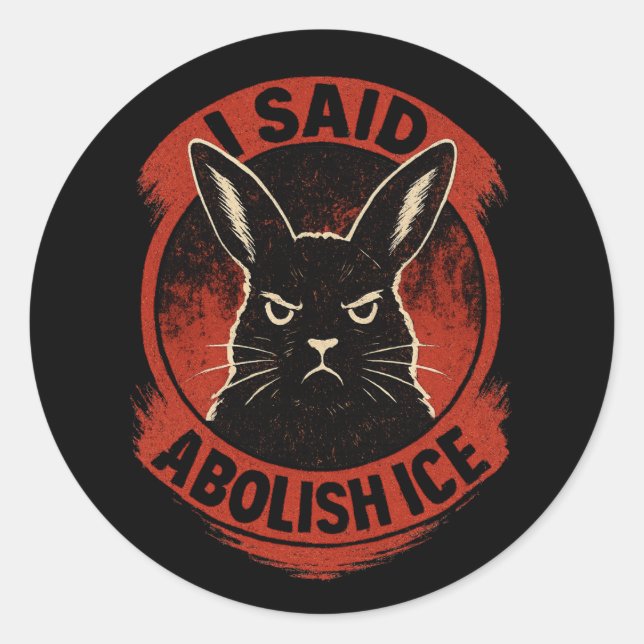 Sticker Rond Disapproving Rabbits Badge – Abolish ICE (Devant)