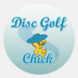 Sticker Rond Disc Golf Chick #3