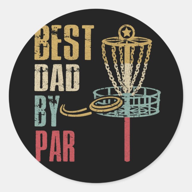 Sticker Rond Disc Golf Dad Best Dad By Par (Devant)