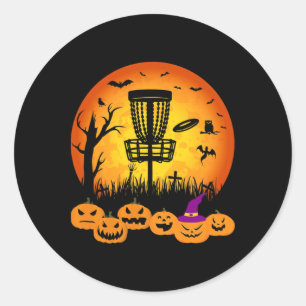 Sticker Rond Disc Golf Rétro Halloween Cimetière Épouvantable D