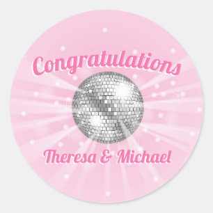 Sticker Rond Disco Ball Baby shower fille rose Super