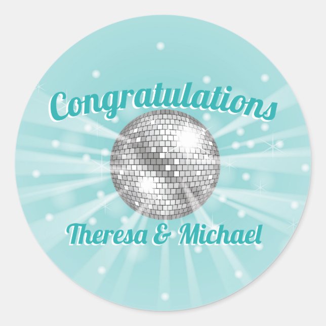Sticker Rond Disco Ball Baby shower Super Blue Boy (Devant)