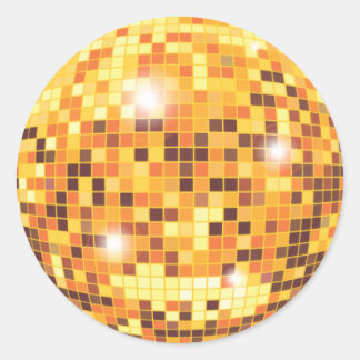 Sticker rond Disco Ball Gold Parties scintillant