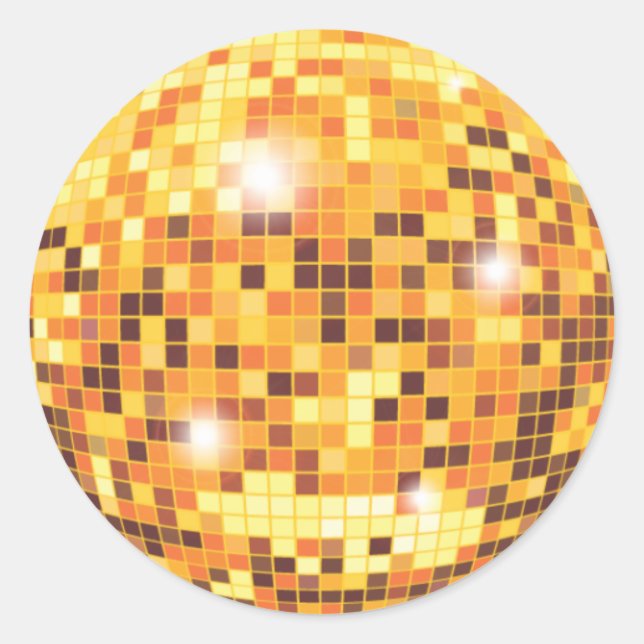 Sticker rond Disco Ball Gold Parties scintillant (Devant)