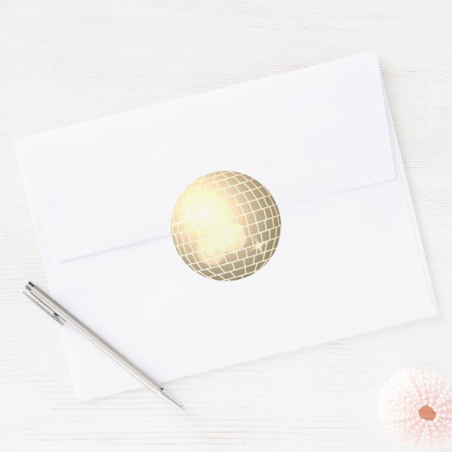 Sticker Rond Disco Ball Retro les années 70 Gold Enveloppe Scea (Enveloppe)