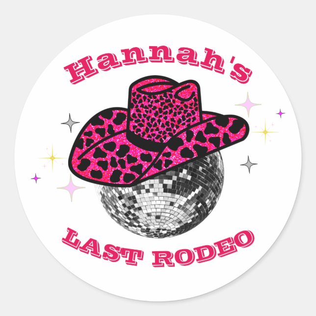 Sticker Rond Disco Cowgirl Bachelorette fête (Devant)