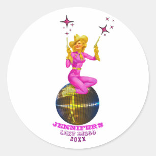 Sticker Rond Disco Cowgirl Retro Bachelorette