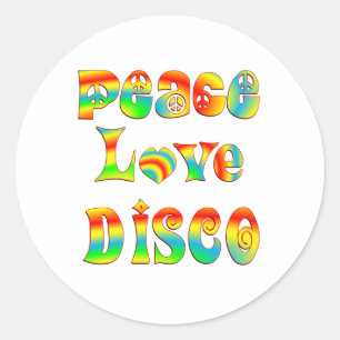 Sticker Rond Disco d'amour de paix
