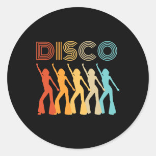 Sticker Rond Disco Diva Fête à thème les années 70 Retro Vintag