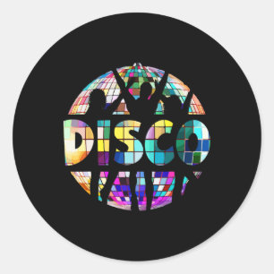 Sticker Rond Disco Drôle les années 70 thème Vintage Danser les