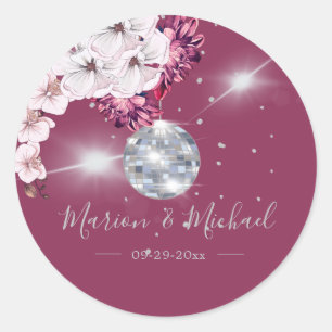Sticker Rond Disco Élégant Floral Mariage classique