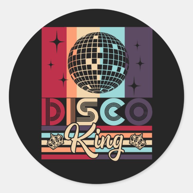 Sticker Rond Disco King 1970s les années 70 Dance Party cadeau (Devant)