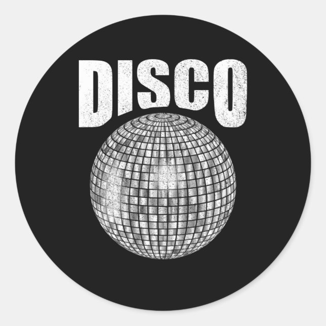 Sticker Rond Disco Music Ball Funk Soul Music Lover Retro les a (Devant)