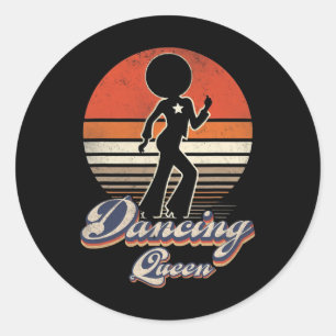Sticker Rond Disco Queen 70's Vintage 80s Theme Retro Dancin Q