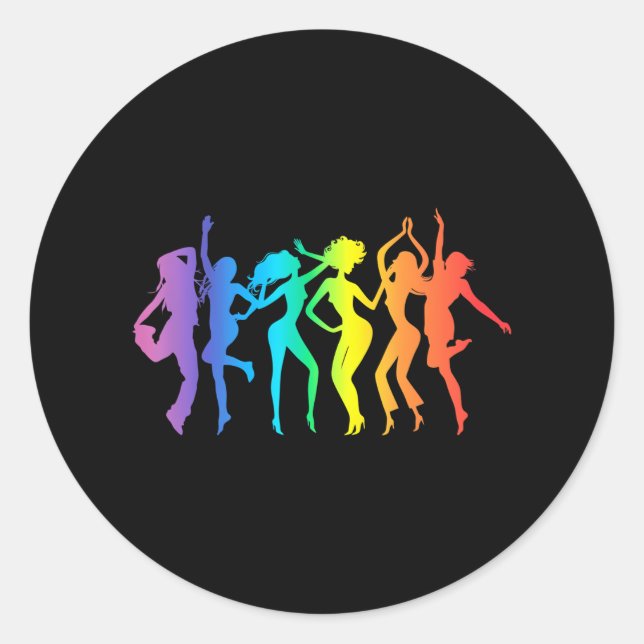 Sticker Rond Disco s Dancer Rainbow (Devant)
