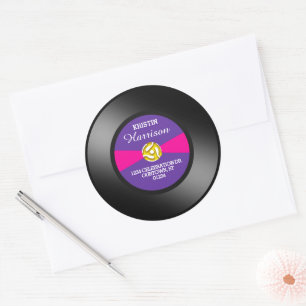 Sticker Rond Disque 45 tours vinyle Purple Label Adresse person