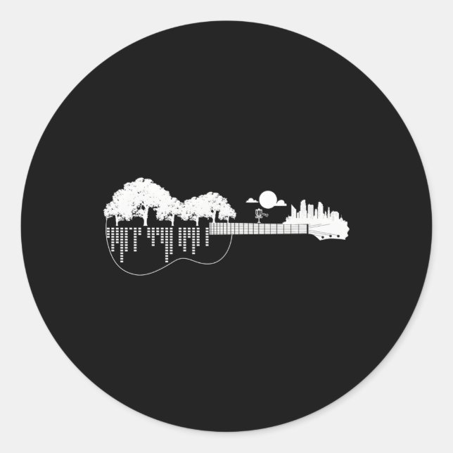Sticker Rond Disque de Golf Flying Disque Golf Guitare (Devant)