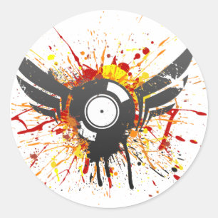 Sticker Rond Disque de graffiti de vol - vinyle audio du DJ de