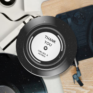 Sticker Rond Disque de vinyle de musique rétro Simple remerciem