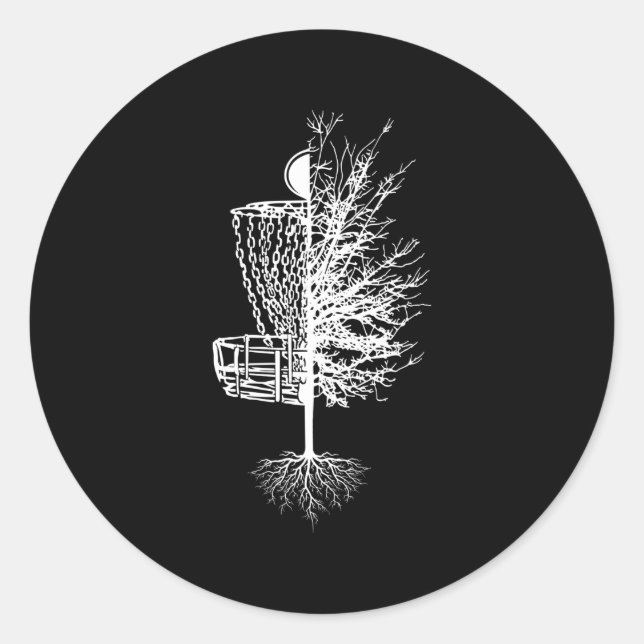 Sticker Rond Disque Golf Basket Tree Frisbee Golf (Devant)