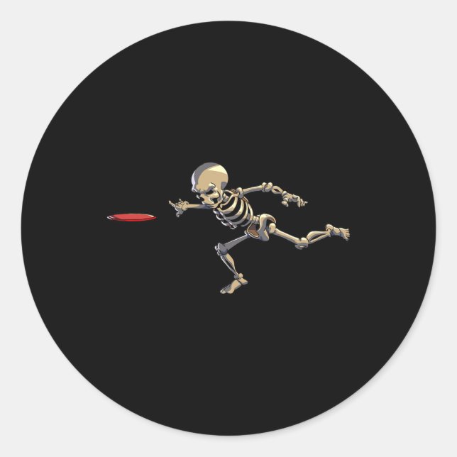 Sticker Rond Disque Golf Skeleton Halloween Hommes Disque Golf  (Devant)