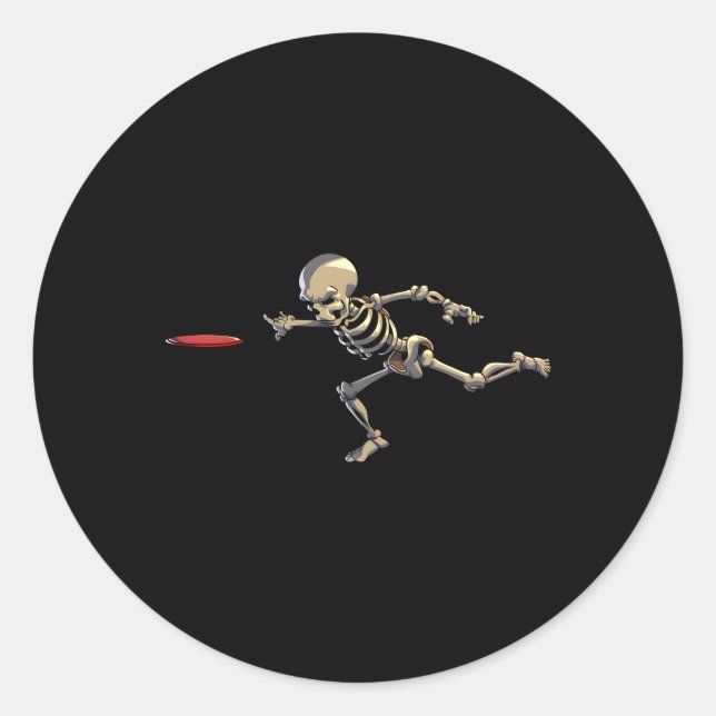 Sticker Rond Disque Golf Squelette Halloween Disque Golf Hallow (Devant)