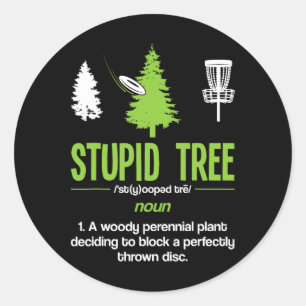 Sticker Rond Disque Golf Stupid Arbre Noun Dictionnaire Cadeau 