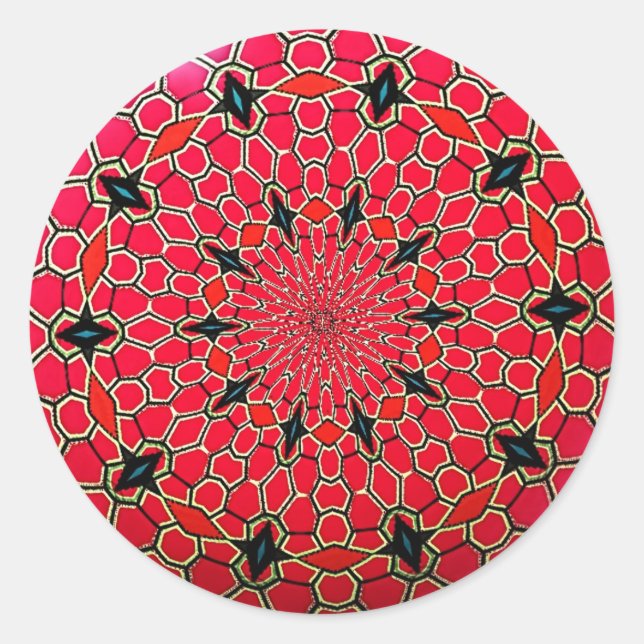 Sticker Rond Disque Mandala en mosaïque italienne rose (Devant)