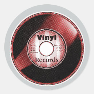 Sticker Rond disque vinyle 45 tours, Rouge/Blanc