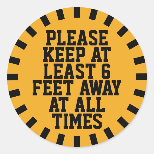 Sticker Rond Distances sociales de six pieds (Devant)