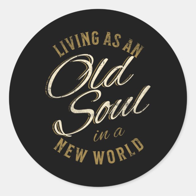 Sticker Rond Distressed Old Soul In A New World Country Bluegr  (Devant)