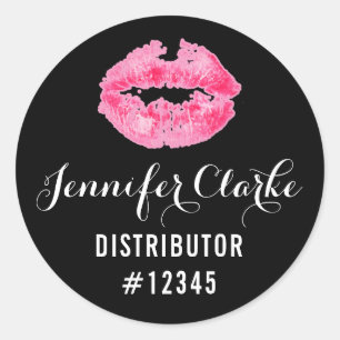 Sticker Rond Distributeur de bâton à lèvres rose Sceau d'emball