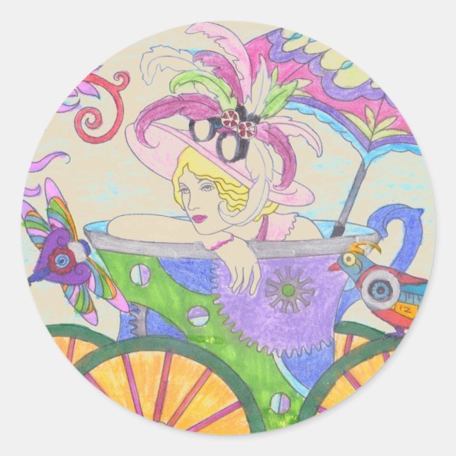 Sticker Rond Distributeur de savon Steampunk 8 et porteur de br (Devant)