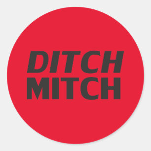 Sticker Rond Ditch Mitch rouge noir typographie moderne drôle