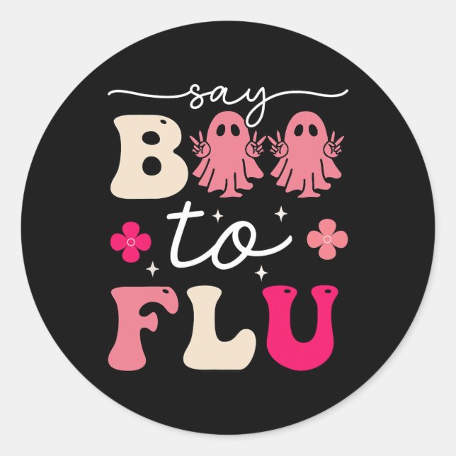 Sticker Rond Dites Boo Au Vaccin Contre La Grippe Drôle Hallowe (Devant)