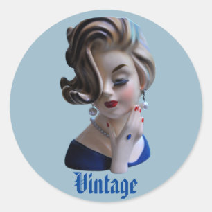 Sticker Rond Diva-dame de Sully avec Vase de tête de manucure