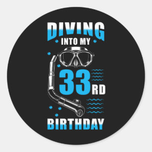 Sticker Rond Diver 33e cadeau d'anniversaire